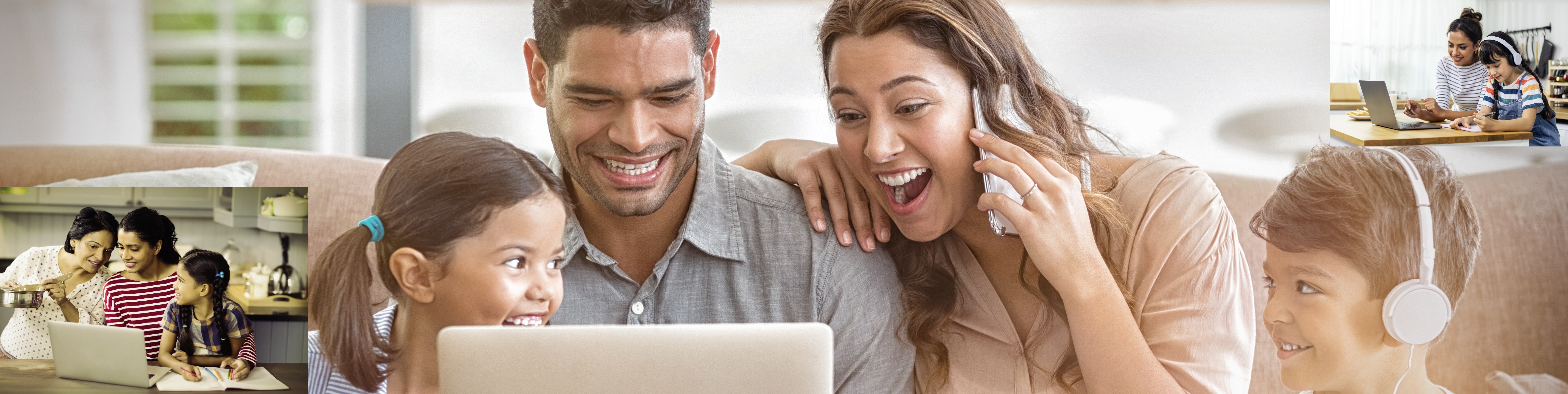 Parents and Kids Using Laptops